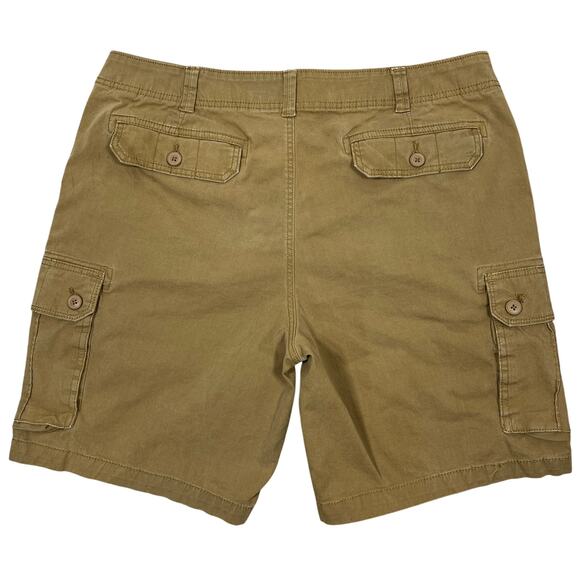 Dad Cargo Shorts Mens 38" Khaki Brown Stretch Elastic Comfort Waistband Pockets - Picture 2 of 9